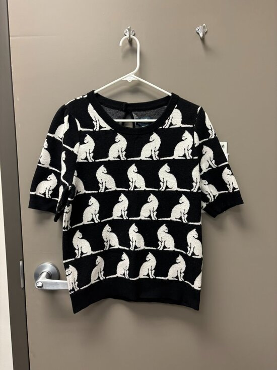 Maeve Sweaters - Maeve Anthropologie black & white cat sweater, medium